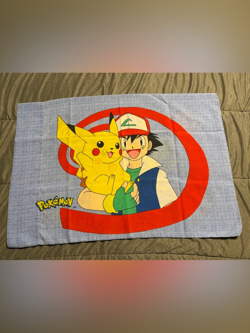 Nintendo Pokémon Pillowcase Pikachu Ash Clefairy Meowth Poliwhirl Blue